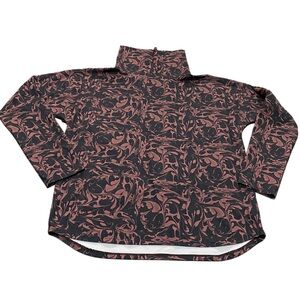 Youer Turtleneck Smooth Long Sleeve Top Bleach Dye Print Large